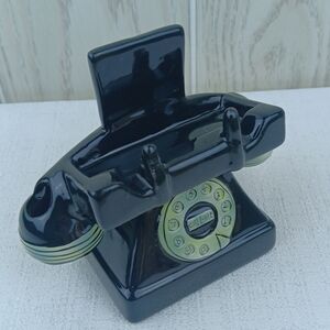 Vintage Retro Ceramic Rotary Telephone Pencil Note Holder "Call Me" desk notes.
